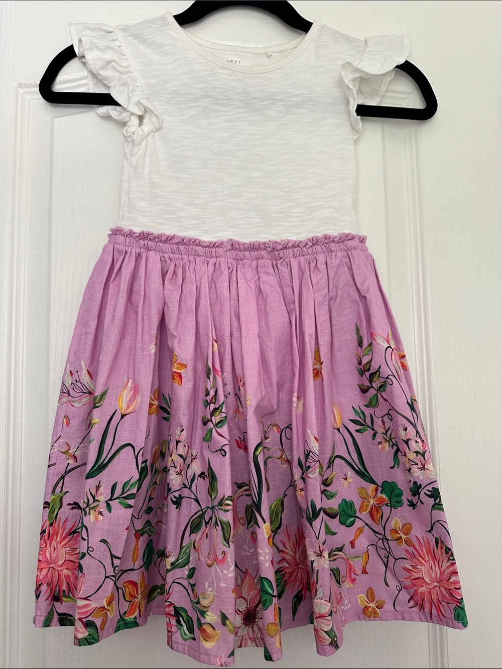 Girls Floral Lilac Skirted Dress - White Top